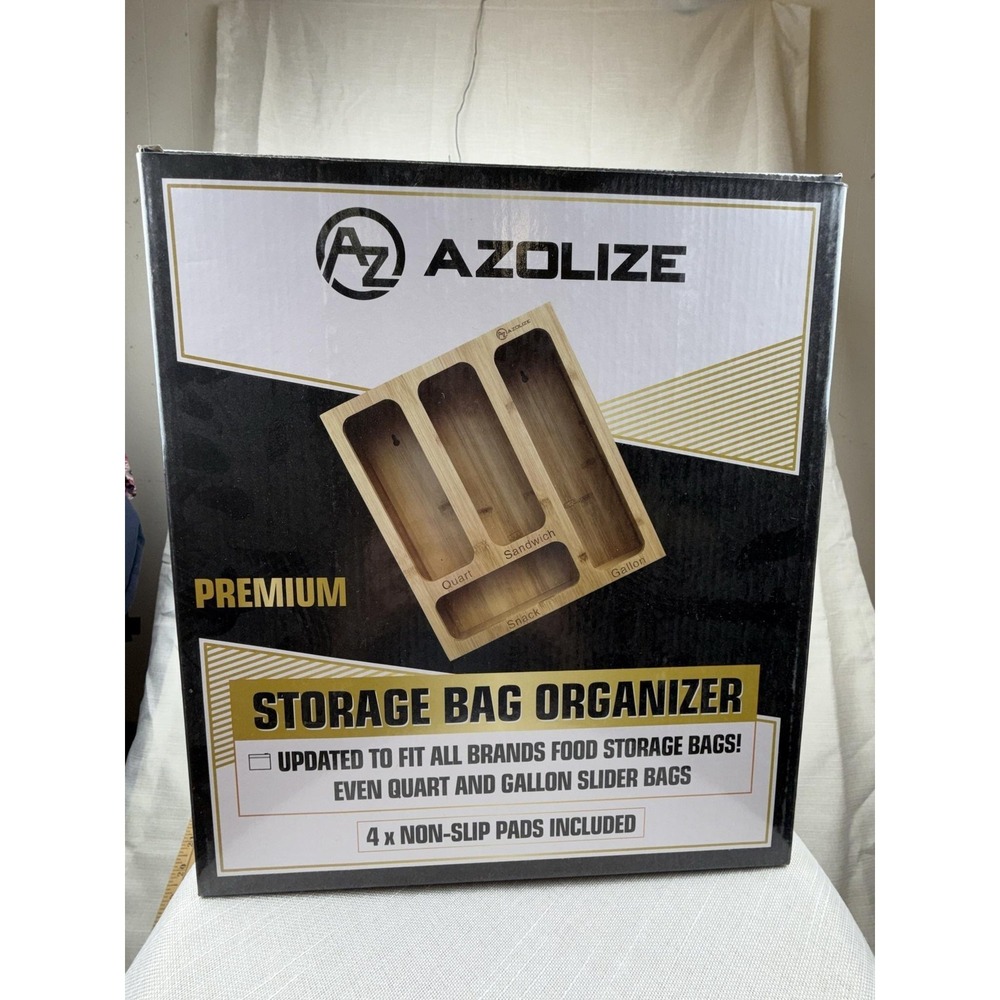 AZOLIZE Bamboo Storage Bag Organizer Large Quart Sandwich Snack Gallon Kitchen